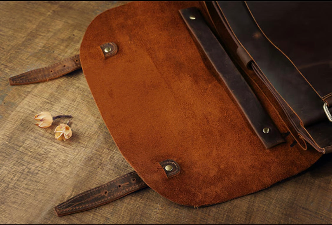 Vintage Full-Grain Leather Messenger Bag