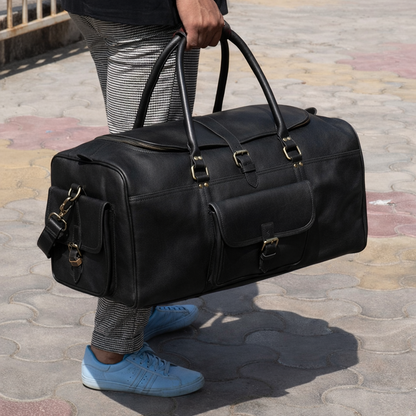 The Heritage Full Grain Weekender in Black