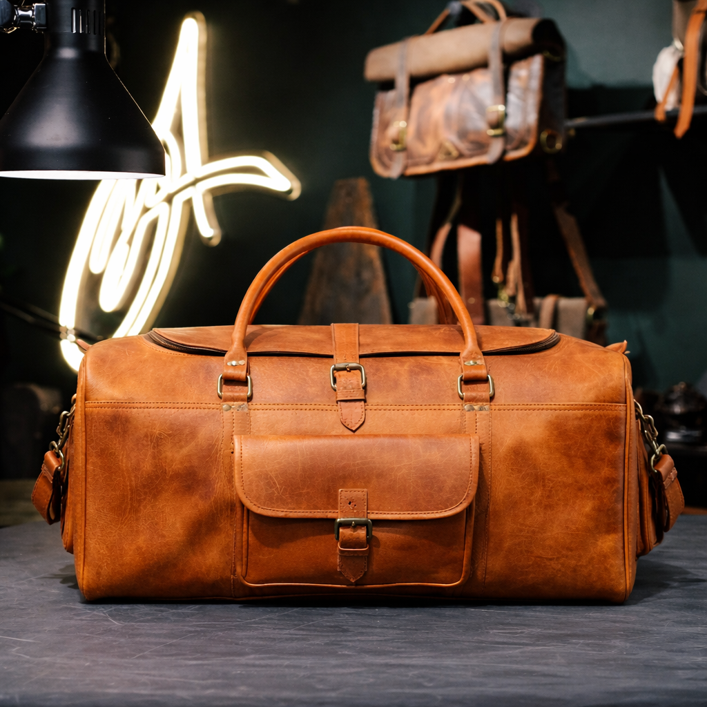 The Heritage Full Grain Weekender in Cognac Tan