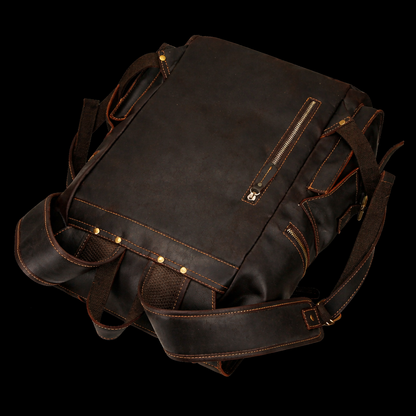 Aurelius Vintage Leather Backpack in Chocolate Brown