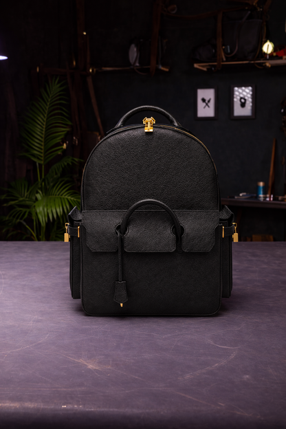 Pebbled Leather Mini Backpack In Black