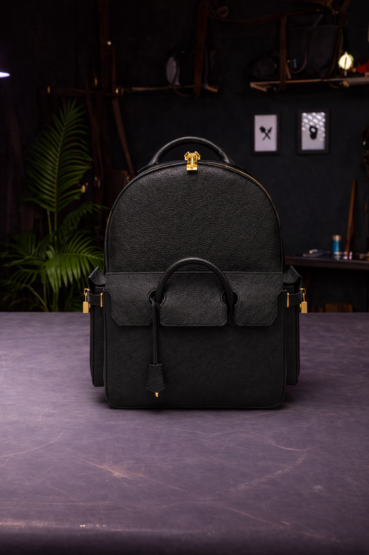 Pebbled Leather Mini Backpack In Black
