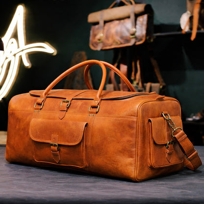 The Heritage Full Grain Weekender in Cognac Tan