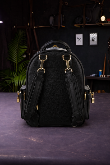 Pebbled Leather Mini Backpack In Black