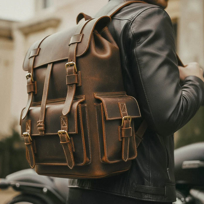 Aurelius Vintage Leather Backpack in Heritage Brown