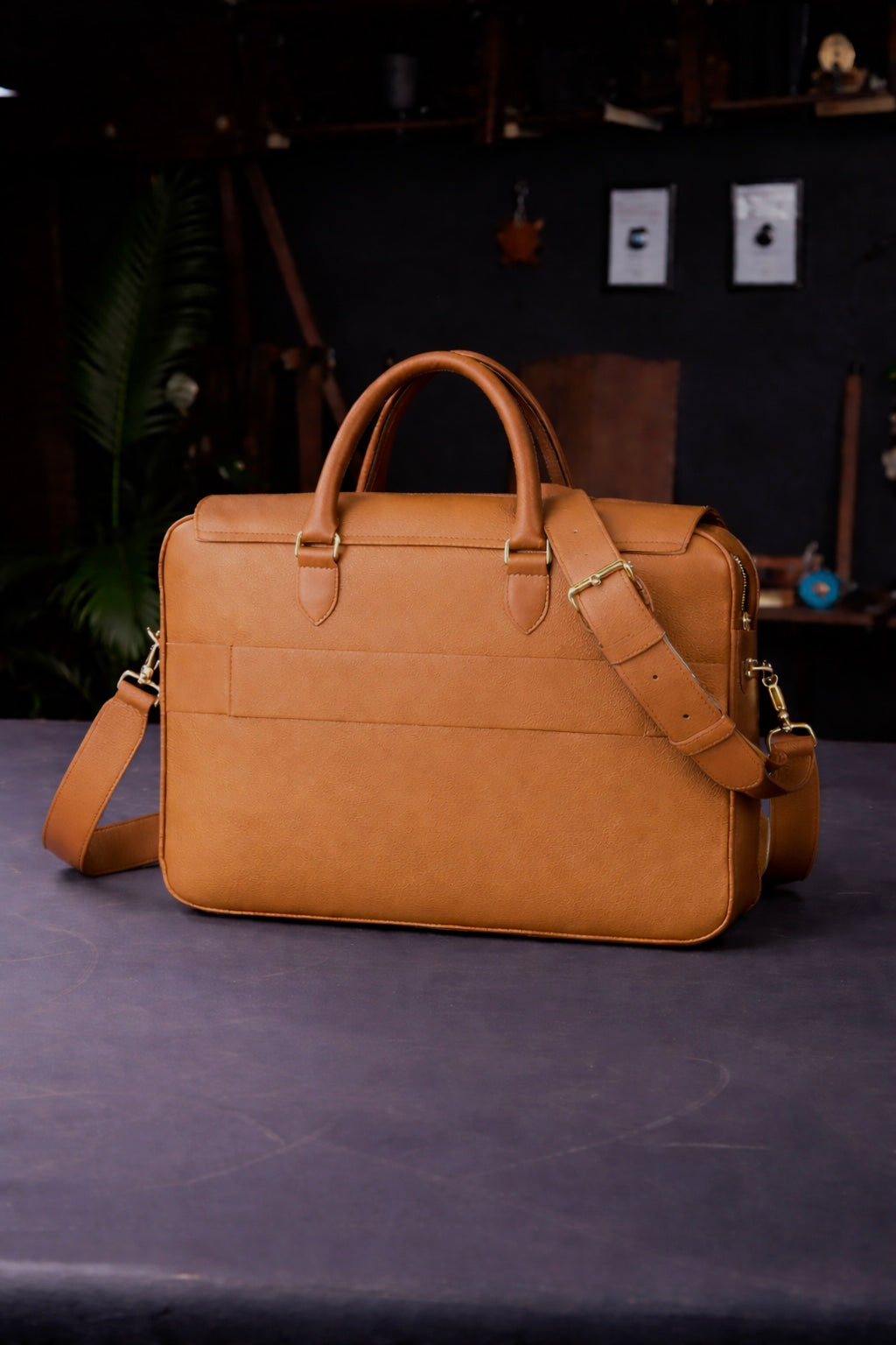 The Sovereign Leather Briefcase In Camel Tan