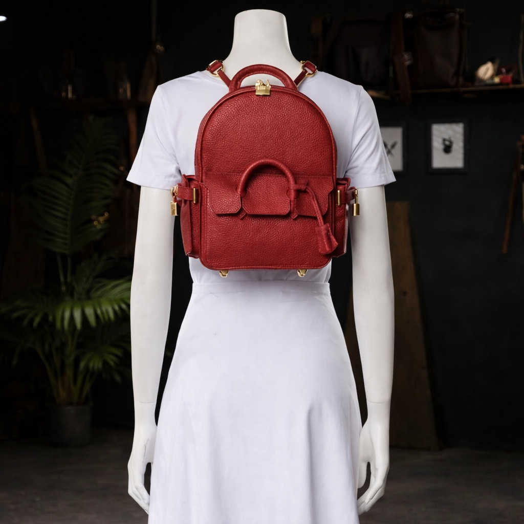 Pebbled Leather Mini Backpack In Hot Pink