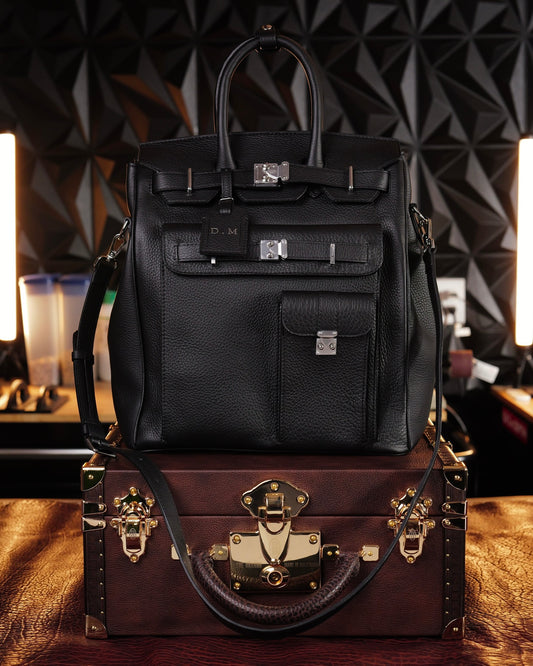 StridePack Weekender Duffel – Travel & Gym Carry Bag in Black Pebble leather