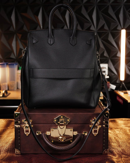 StridePack Weekender Duffel – Travel & Gym Carry Bag in Black Pebble leather