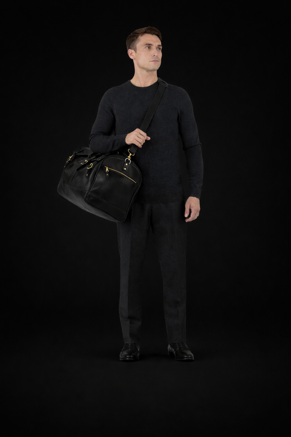 Regent Leather Weekender In Black