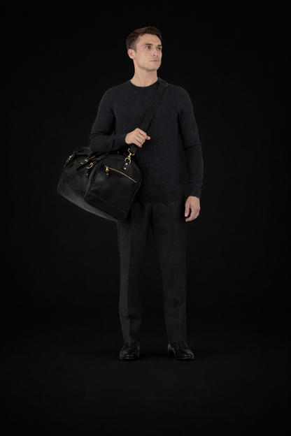 Regent Leather Weekender In Black