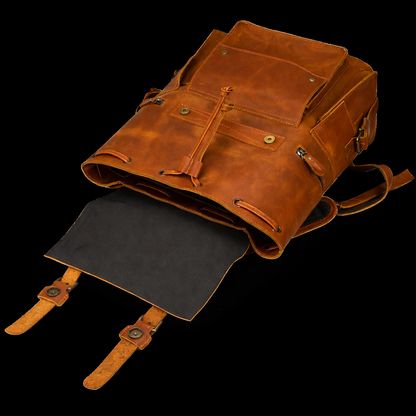 Aurelius Vintage Leather Backpack in Cognac Tan