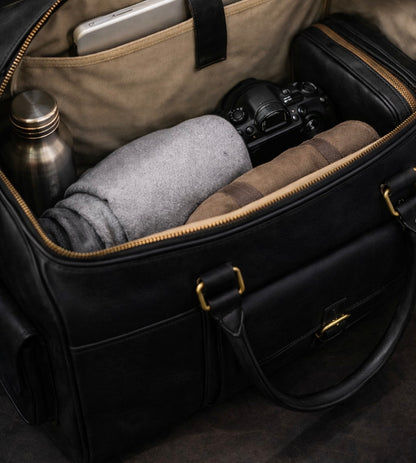 The Heritage Full Grain Weekender in Black
