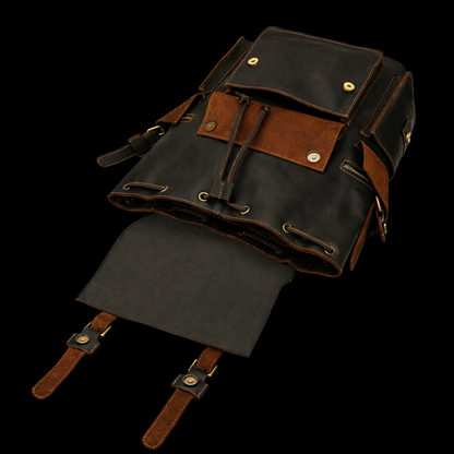 Aurelius Vintage Leather Backpack in Chocolate Brown