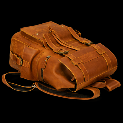 Aurelius Vintage Leather Backpack in Cognac Tan
