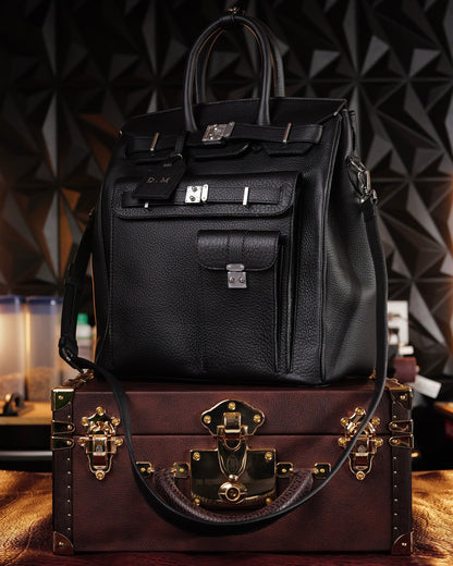 StridePack Weekender Duffel – Travel & Gym Carry Bag in Black Pebble leather