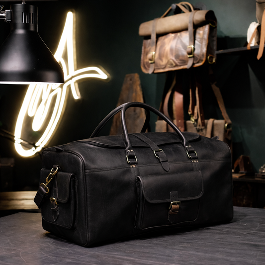 The Heritage Full Grain Weekender in Black