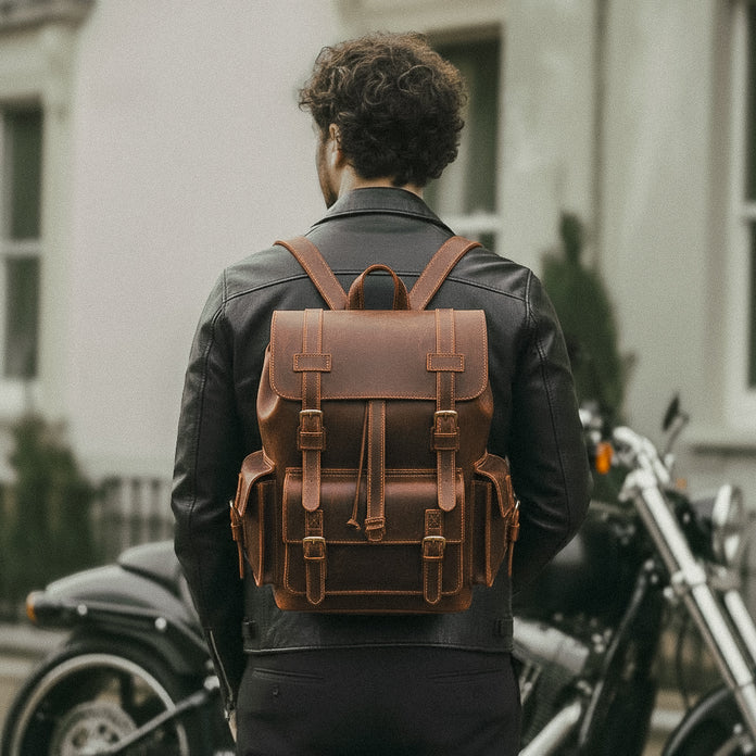 Aurelius Vintage Leather Backpack in Heritage Brown