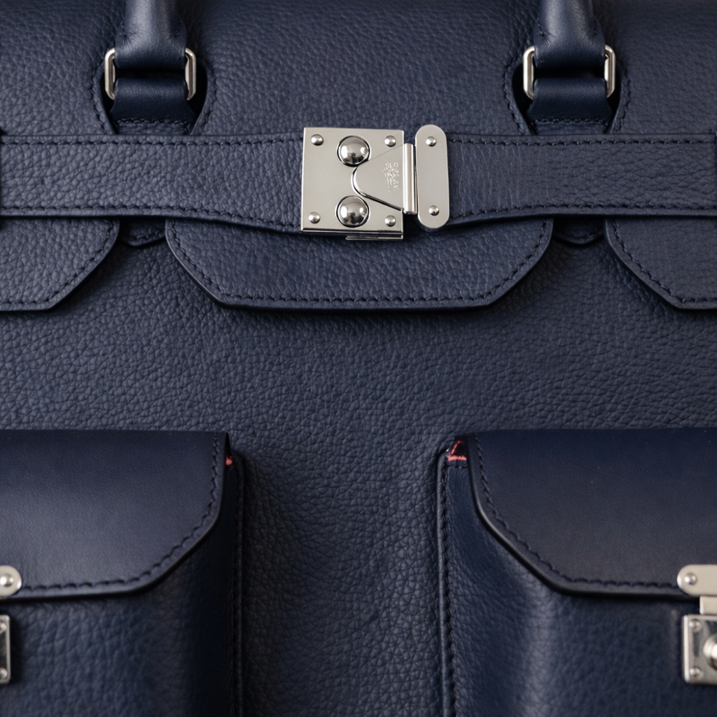 The Sovereign Leather Briefcase In Midnight Navy