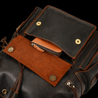 Aurelius Vintage Leather Backpack in Chocolate Brown
