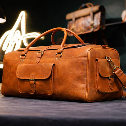 The Heritage Full Grain Weekender in Cognac Tan