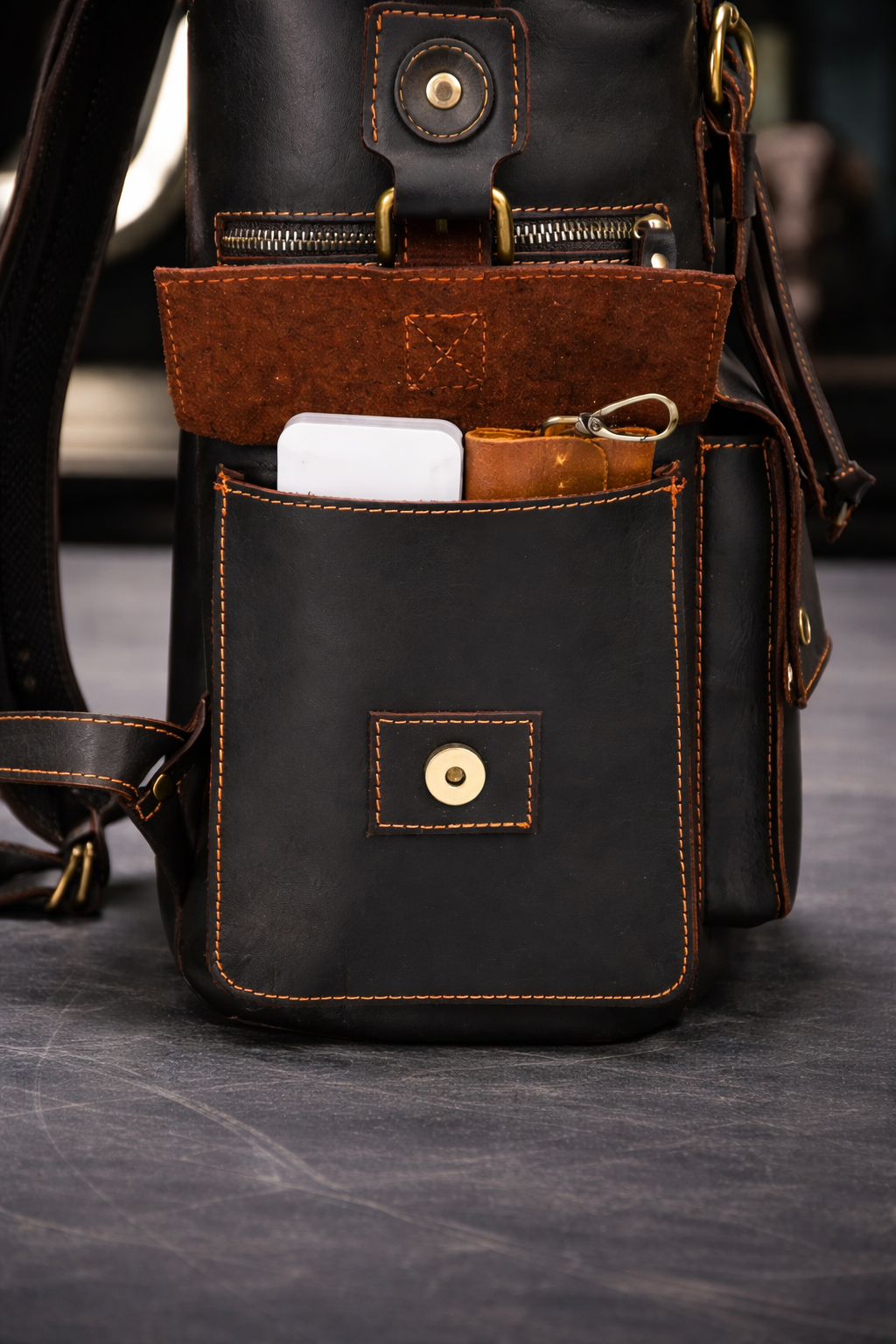 Aurelius Vintage Leather Backpack in Chocolate Brown