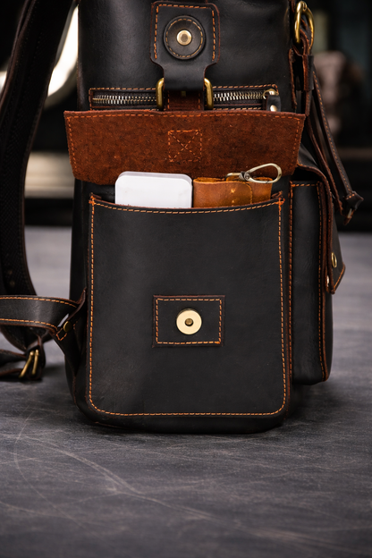 Aurelius Vintage Leather Backpack in Chocolate Brown