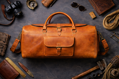 The Heritage Full Grain Weekender in Cognac Tan