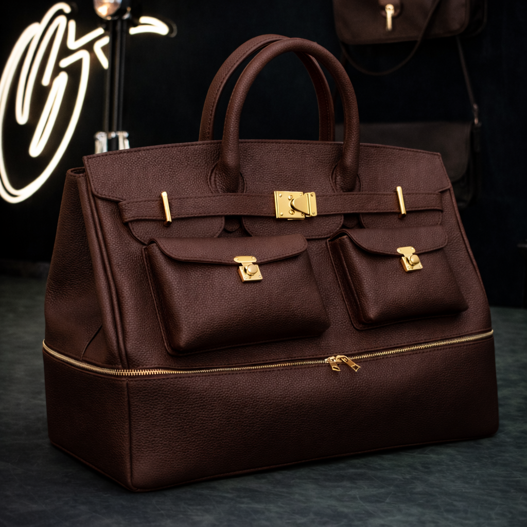 The Noir Executive Pebbled Leather Tote In Brown