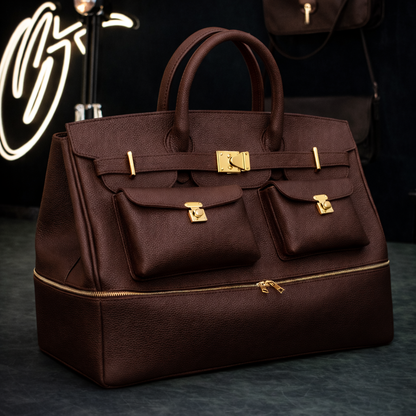 The Noir Executive Pebbled Leather Tote In Brown