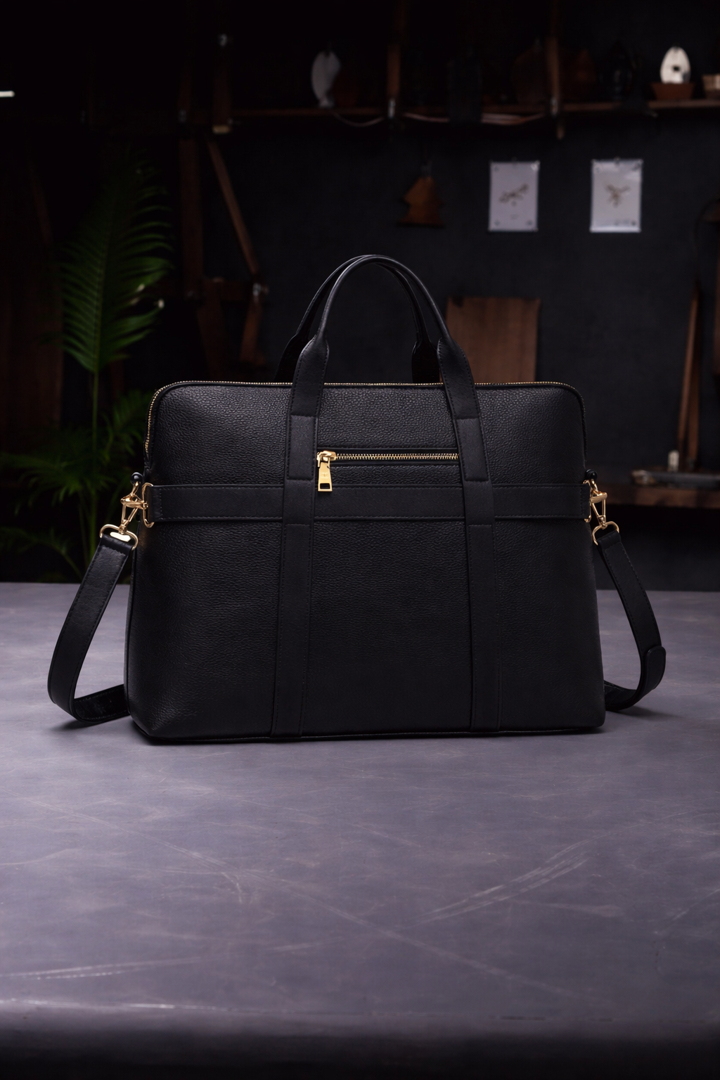Executive Heritage Black Leather Briefcase