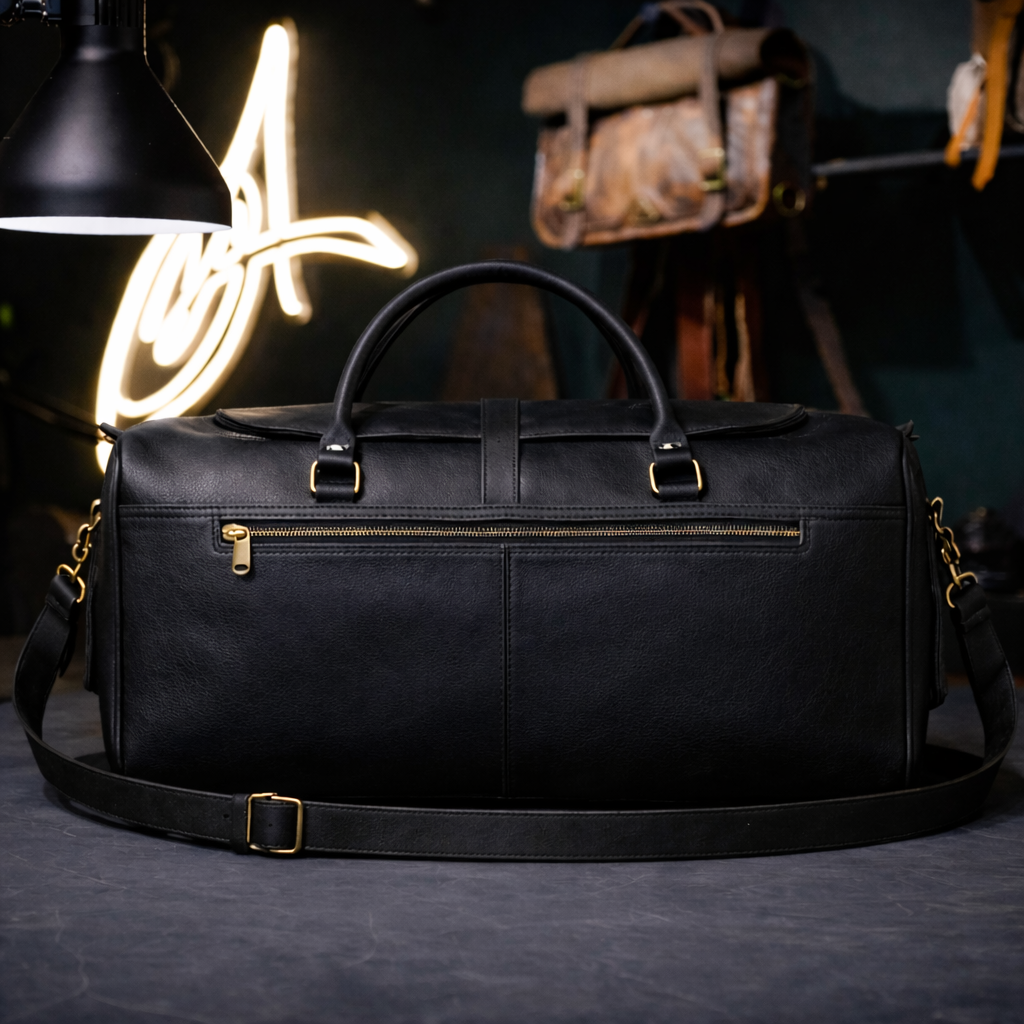 The Heritage Full Grain Weekender in Black