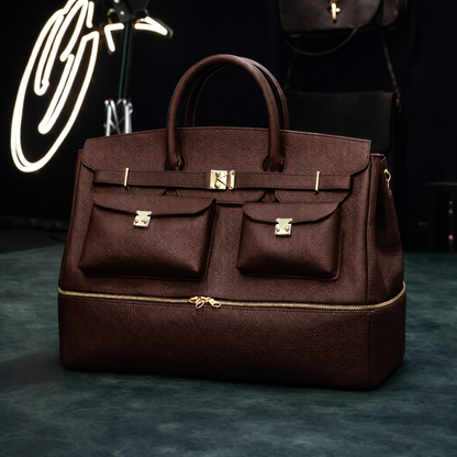 The Noir Executive Pebbled Leather Tote In Brown