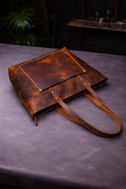 Heritage Distressed Leather Tote Bag