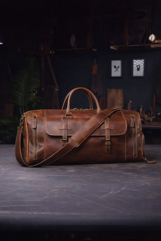Valmont Heritage Leather Duffel in Heritage Brown