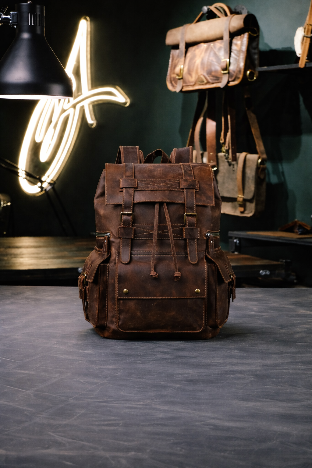 Aurelius Vintage Leather Backpack in Heritage Brown