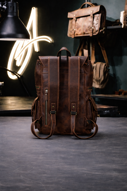 Aurelius Vintage Leather Backpack in Heritage Brown