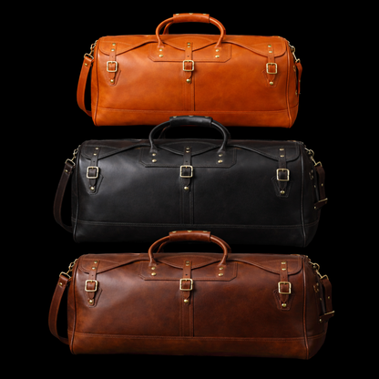 Regent Leather Weekender In Black
